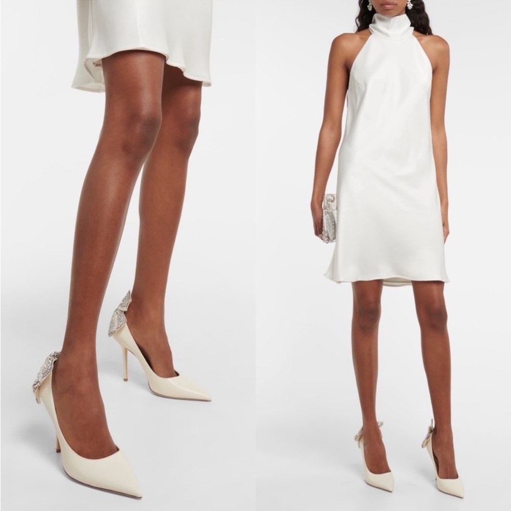 New Jimmy Choo White Love 100 Nappa Leather Pumps With Pearl And Crystal - Picture 5 of 15